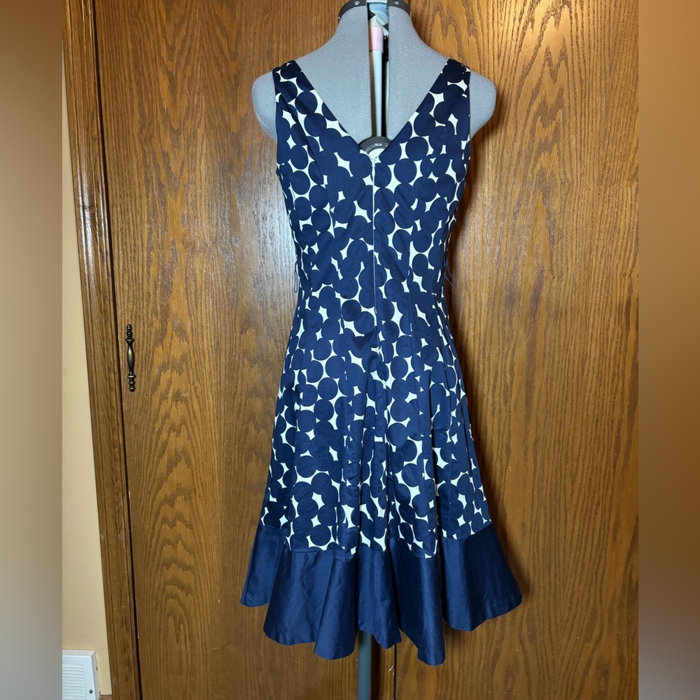 Nine West Blue and White Geometric Midi Dress - Picture 2 of 7